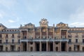 GIJÃâN, SPAIN Ã¢â¬â DECEMBER 14, 2019: La Laboral, Theater facade at Labor University, public City of Culture in Gijon Royalty Free Stock Photo